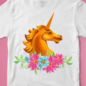 Unicorn Flower Clipart Sublimation Graphic