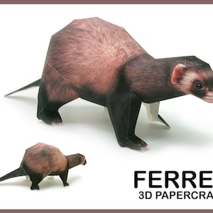 FURETTO Papercraft 3D / Animali Papercraft 3D / origami 3d furetto / scultura papercraft / modello papercraft furetto 3d / arte 3d / arredamento per la casa