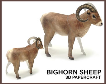 BIGHORN SHEEP 3D Papercraft / 3d model / papercraft template / Paper Sculpture / Paper Trophy / Paper Model / Pdf Template / Home Decor