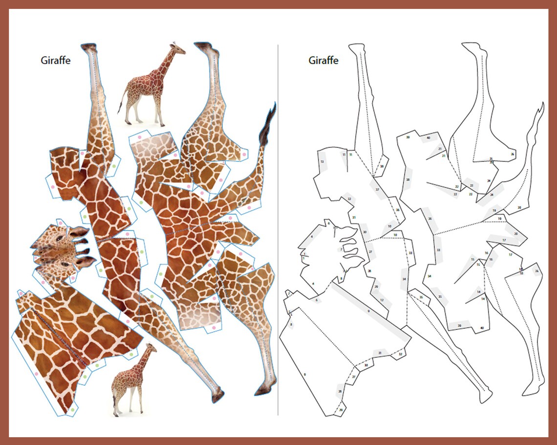 GIRAFFE 3D Papercraft / 3d Origami / Giraffe Print PDF / Papercraft Animals / Giraffe Gift ...