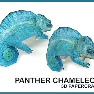 CAMALEONTE PANTERA 3D Papercraft / animali papercraft / scultura di carta camaleonte stampabile / animale di carta 3d fai da te / Origami 3D Paper Craft