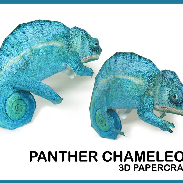 PANTHER CHAMELEON 3D Papercraft / papercraft animals / paper sculpture printable chameleon / 3d paper animal DIY / Origami 3D Paper Craft