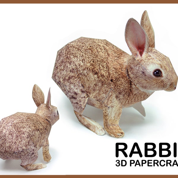 RABBIT 3D Papercraft / 3d Origami Rabbit / Rabbit Paper Sculpture / Rabbit Papercraft Template PDF / Home Decor / Paper Model 3d / Diy