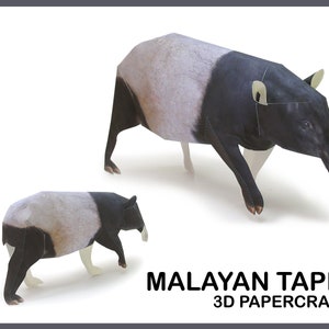 TAPIR MALAYA 3D Papercraft / sculpture en papier / DIY Decor / Pdf template animaux papercraft / animaux papercraft modèle / téléchargement immédiat