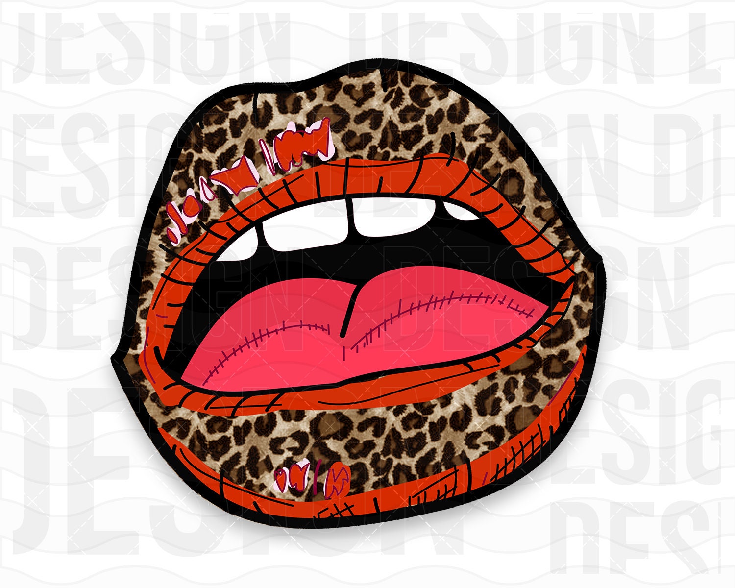 Lips Leopard Clipart Sublimation Designs Graphic - Etsy