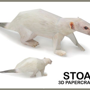 STOAT 3D Papercraft / Stoat 3d Origami / Papercraft Template / Stoat Papercraft Model / PDF Template / Instant Download / Digital Animals