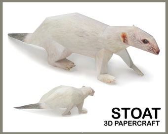 STOAT 3D Papercraft / Stoat 3d Origami / Papercraft Template / Stoat Papercraft Model / PDF Template / Instant Download / Digital Animals