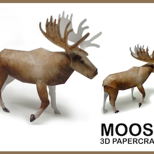 MOOSE 3D Papercraft / 3D Papercraft Mask Template / PDF Pattern / Handmade Animals / Diy 3d Sculpture / Paper Sculpture / Instant Download