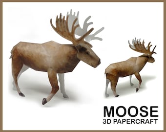 Elch 3D Papercraft / 3D Papercraft Maske Vorlage / PDF Muster / Handgemachte Tiere / 3D Skulptur / Papier Skulptur / Instant Download