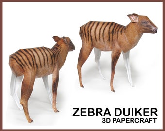 ZEBRA DUIKER 3D Papercraft / zebra 3D Papercraft / papercraft animals / animal sculpture / zebra 3d origami / zebra sculpture / home decor