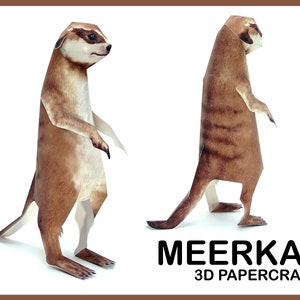 SURICATA 3D Papercraft / Escultura de suricata / Modelo de artesanía de papel de suricata / Kit de origami de suricata / Kit de modelo / Modelo de cartón / Animal papercraft