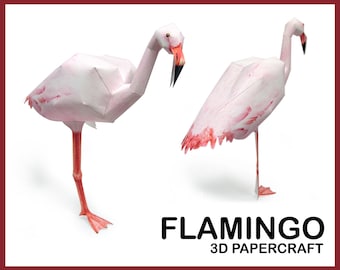 FLAMINGO 3D Papercraft / flamingo decor / 3d origami / flamingo art / 3D Paper Craft sculpture / 3D Paper Craft model / DIY Paper sculpture