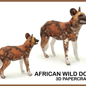 AFRICAN WILD DOG 3D Papercraft / dog lover gift / dog sculpture / papercraft animals / 3d puzzle / 3d model / 3d origami / papercraft model
