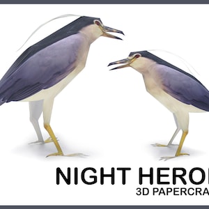 NIGHT HERON 3D Papercraft / papercraft model / 3d model bird / papercraft animals / 3d origami bird / bird sculpture / 3d wall decor