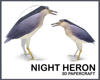 NIGHT HERON 3D Papercraft / papercraft model / 3d model bird / papercraft animals / 3d origami bird / bird sculpture / 3d wall decor