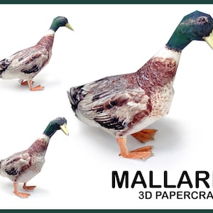 MALLARD Papercraft 3D / Animali Papercraft 3D / Anatra selvatica Origami 3D / Scultura Papercraft / Modello Papercraft Anatra 3d / Arte 3D / Decorazioni per la casa