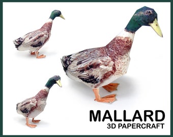 MALLARD 3D Papercraft / Animals Papercraft 3D / 3d Origami Wild Duck / Papercraft Sculpture / Papercraft Model Duck 3d / 3d art / Home Decor