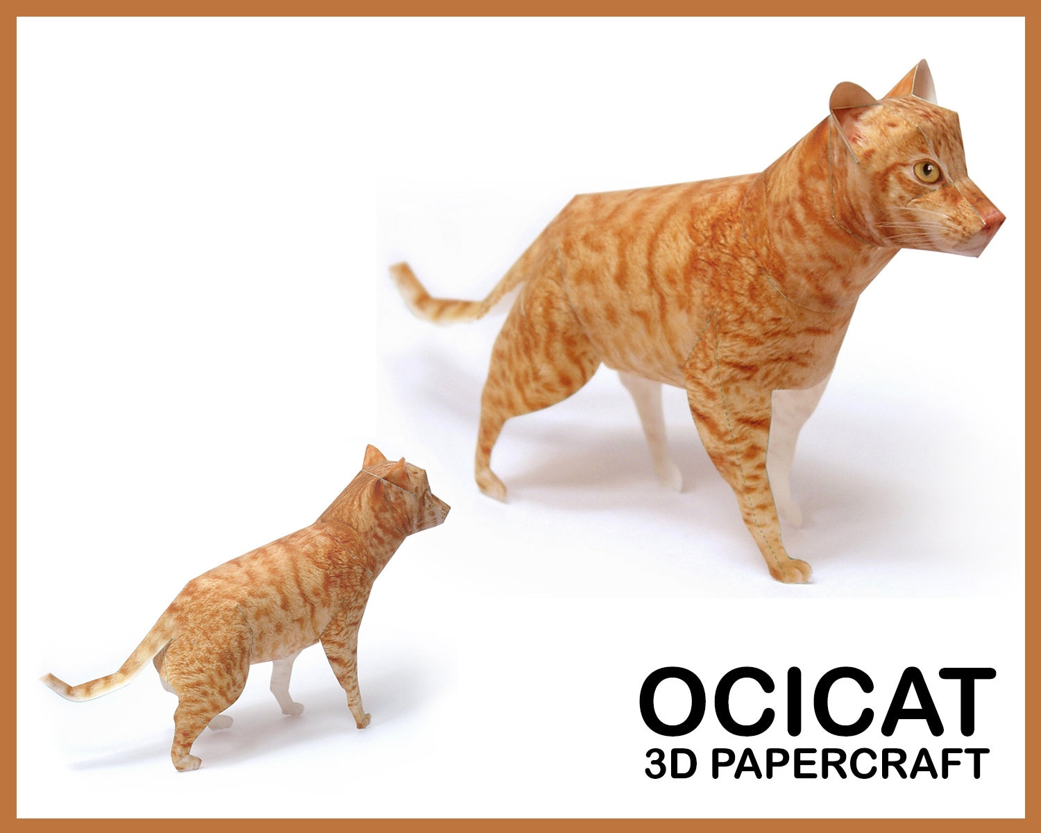 OCICAT 3D Papercraft / cat sculpture / cat home decor / cat lover gift / cat printable pdf / 3d origami / cat digital download / 3d model