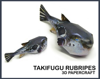 TAKIFUGU RUBRIPES 3D Papercraft / 3d origami fish / papercraft animals / fish paper model / DIY origami decoration / instant download pdf