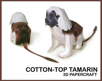 COTTON-TOP TAMARIN 3D Papercraft / 3d Origami / Papercraft Template / Papercraft Model / Pdf Template / Instant Download / Digital Animals