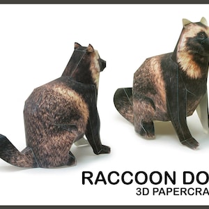RACOON DOG 3D Papercraft / Racoon Paper Craft / Plantilla Digital / Origami 3D / Descarga Pdf DIY / Trofeo de Animales / Escultura de Papel 3D