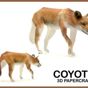 COYOTE 3D Papercraft / DIY pdf-sjablonen / papier ambachtelijke coyote / diy 3d model / papieren sculptuur coyote kunst / wolf papercraft 3d / 3d origami