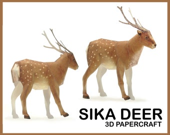 SIKA DEER 3D Papercraft / deer cardboard model / papercraft model / deer print 3d origami / deer paper sculpture / papercraft animals pdf