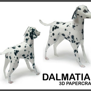 Papercraft 3D DALMAZIA / Papercraft con cani / Modello PDF 3D / Animali Papercraft / Arte 3D in carta fai da te / Statua di carta fai da te / Decorazioni per la lavorazione della carta