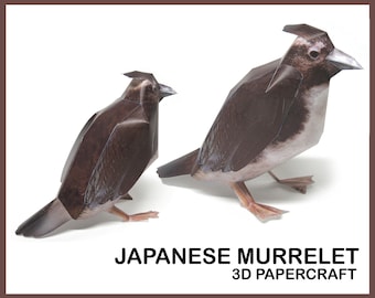 JAPANESE MURRELET 3D Papercraft / papercraft animals / animal sculpture / papercraft model / 3d origami / DIY printable digital template Pdf