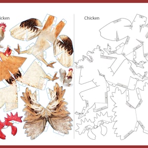 CHICKEN 3D Papercraft / Animals Papercraft / Papercraft Template / Papercraft Sculpture / Papercraft Model / 3d Origami / Instant Download image 2