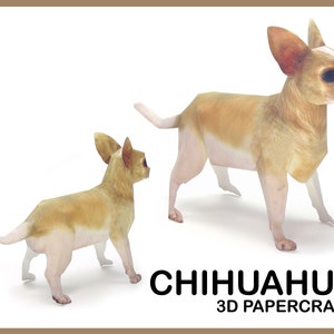 CHIHUAHUA 3D Papercraft / Chihuahua Kunst / Chihuahua Hund / 3D Origami / Hund 3D Papercraft / Papercraft Tiere / 3D Papercraft Modell / Dekor