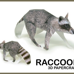 RACCOON 3D Papercraft / 3d Origami Raccoon / Papercraft Animals / Raccoon Papercraft Sculpture / Paper / PDF Template / Instant Download pdf