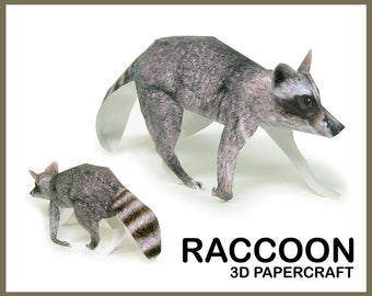 RACCOON 3D Papercraft / 3d Origami Raccoon / Papercraft Animals / Raccoon Papercraft Sculpture / Paper / PDF Template / Instant Download pdf