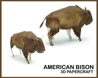AMERICAN BISON 3D Papercraft / 3d model / Papercraft Bull / Pdf Kit / DIY Paper Sculpture / 3D Printing / Bison diy / Instant Downlload