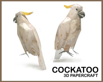 COCKATOO 3D Papercraft / 3d origami / papercraft animals / parrot 3d papercraft / parrot 3d origami / 3d printed / 3d paper animal DIY