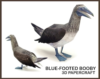 BLUE-FOOTED BOOBY 3D Papercraft / 3D Papercraft Bird / 3d origami / papercraft model / Printable diy template pdf / animal home decor