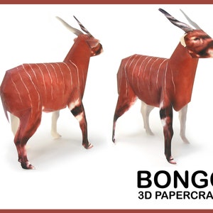BONGO 3D Papercraft / 3D PDF Template / Papercraft Animals / DIY Paper 3D Art / Diy Paper Statue / Papercrafting / Instant Pdf Download