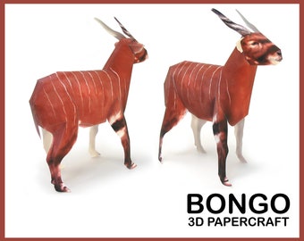 BONGO 3D Papercraft / 3D PDF Template / Papercraft Animals / DIY Paper 3D Art / Diy Paper Statue / Papercrafting / Instant Pdf Download