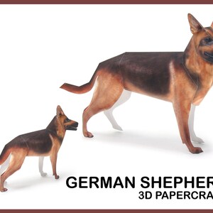 PASTOR ALEMÁN 3D Papercraft / DIY pastor alemán plantilla digital pdf / descarga instantánea / escultura de papel de animales / modelo de cartón de perro