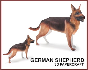 GERMAN SHEPHERD 3D Papercraft / DIY german shepherd pdf digital template / instant download / animals paper sculpture / dog cardboard model