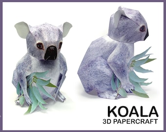 KOALA 3D Papercraft / 3d origami koala / 3d printing / papercraft animal /  koala papercraft sculpture / papercraft Pdf template / model lit