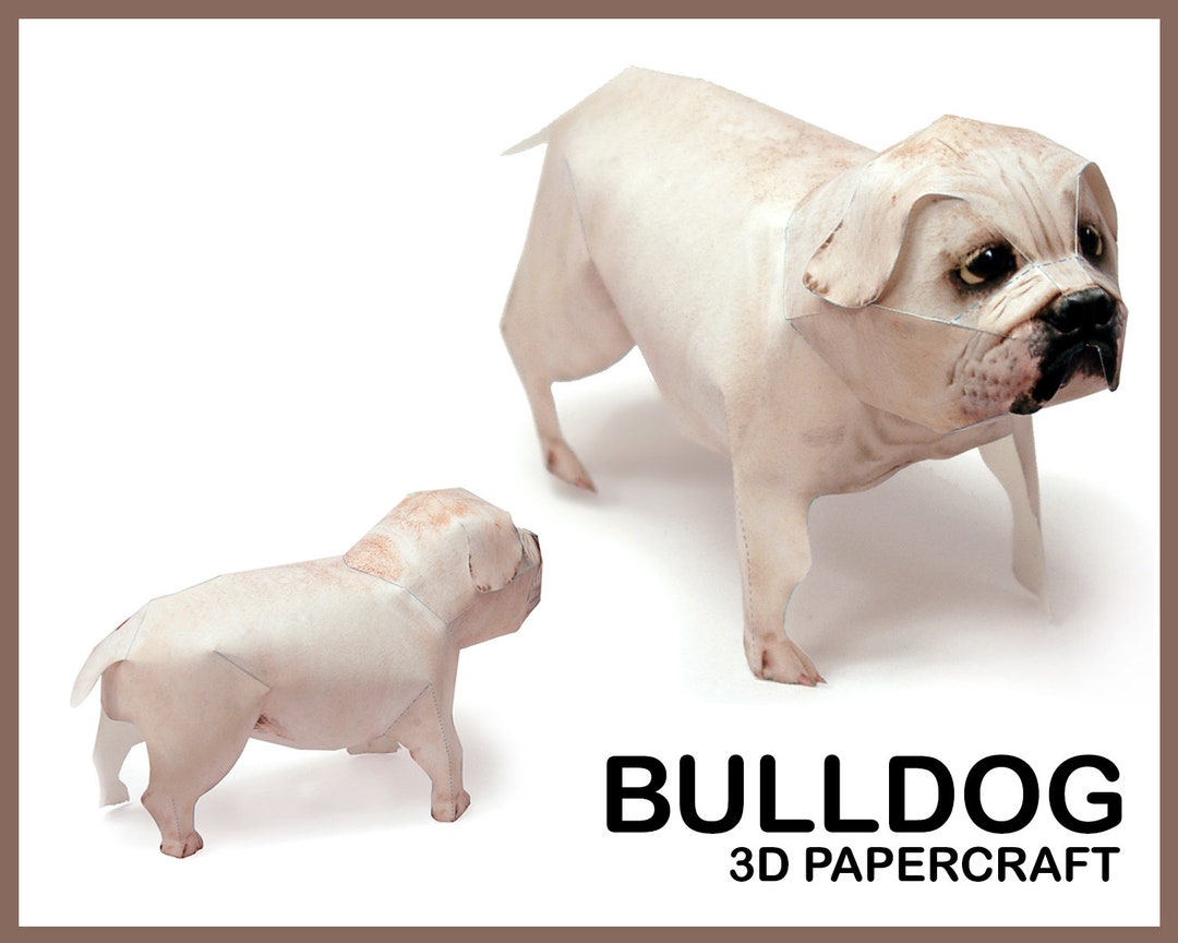 Perro Papercraft BULLDOG 3D Papercraft / estatua de bulldog diy / animales papercraft ...