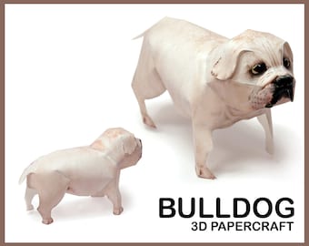 BULLDOG 3D Papercraft / bulldog statue diy / papercraft animals / 3d origami dog / bulldog gift / bulldog papercraft model / paper sculpture
