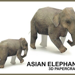 ELEFANTE ASIÁTICO 3D Papercraft / escultura de elefante / decoración de elefante / elefante de origami 3d / plantilla de pdf de elefante DIY / descarga instantánea