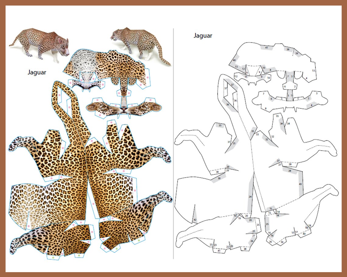 JAGUAR 3D Papercraft / Jaguar 3d Origami / Make Your Own Trophy / DIY Digital Template PDF