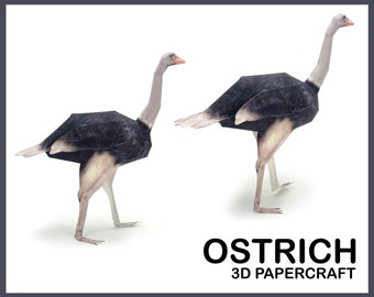 AUTRUCHE 3D Papercraft / Ratite Bird 3D Papercraft / 3d origami / papercraft model / papercraft animals / instant download PDF Template