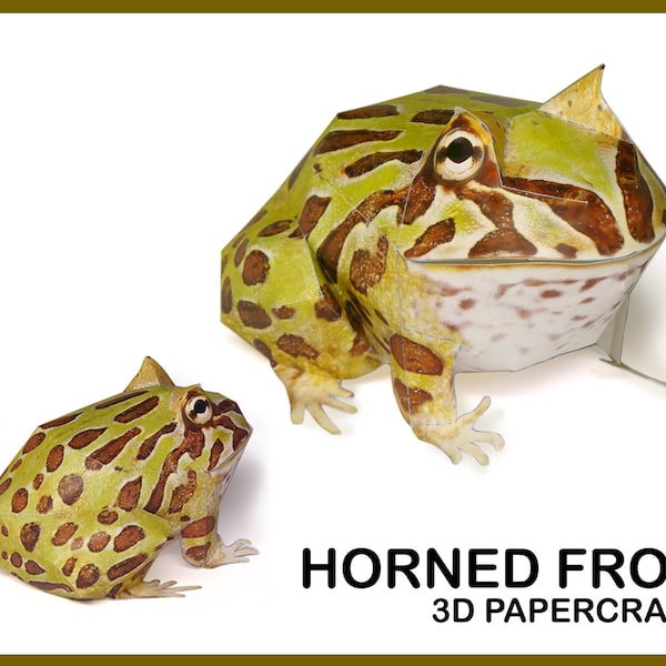 HORNED FROG / 3D Papercraft / frog paper sculpture / frog statue / frog papercraft sculpture / printable 3D papercraft Pdf template