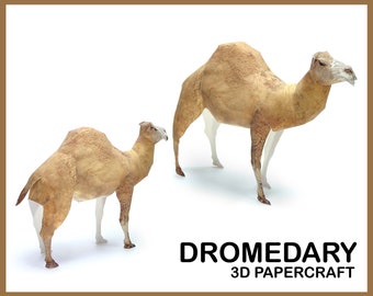 DROMEDAIRE 3D Papercraft / 3D Papercraft Template / PDF Pattern / Handmade Animals / Diy 3d Sculpture / Paper Sculpture / Instant Download