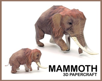 MAMMOTH 3D Papercraft / Digital File for Papercraft / Printable PDF Template / 3d paper model / 3d origami Model DIY mammoth / papercrafting