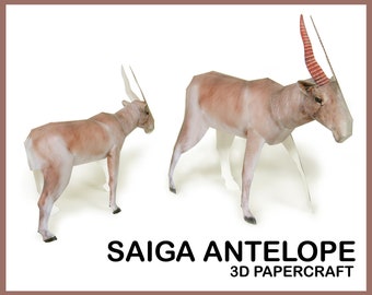 SAIGA ANTELOPE 3D Papercraft / 3d printing / 3d origami / 3d model / papercraft model / papercraft animals / DIY 3D Papercraft Template Pdf